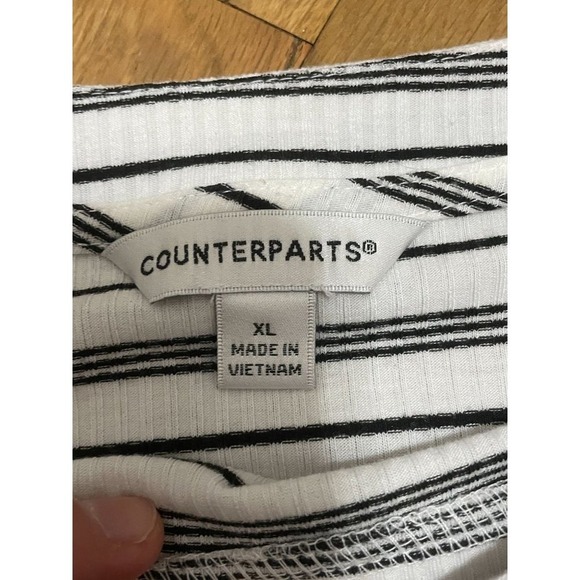 Counterparts Women's XL Striped Batwing Sleeve Top Ribbed Knit Stretch Relaxed - Picture 2 of 5
